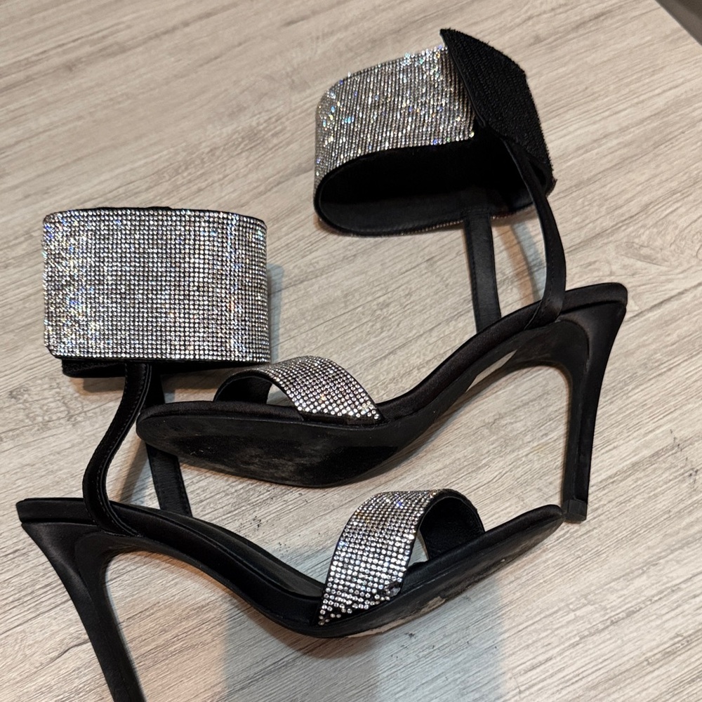 Jeffrey Campbell Elegant Black and Silver Women's Heels